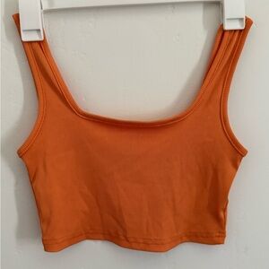 Vibrant Orange Ribbed Top